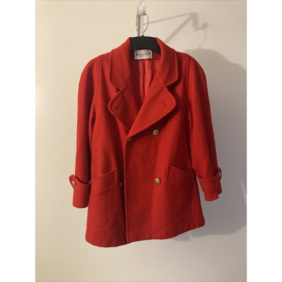 Saxton Hall 80/20 Wool Blend Pea Coat Red - Picture 1 of 8